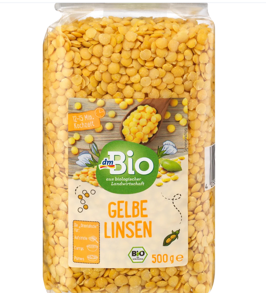 dmBio Organic Yellow Lentils, 500 g