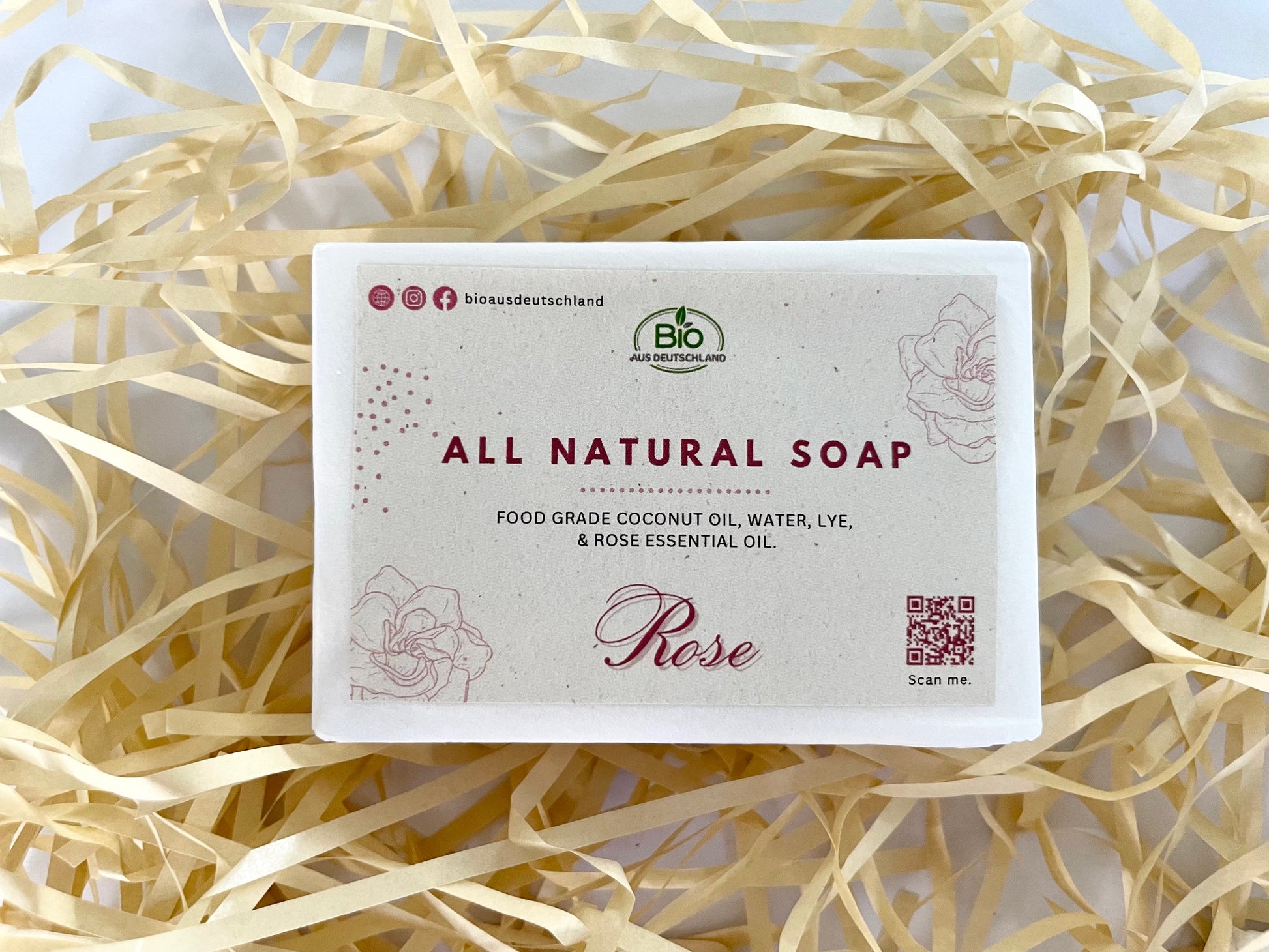 All Natural coconut Soap Bar Rose