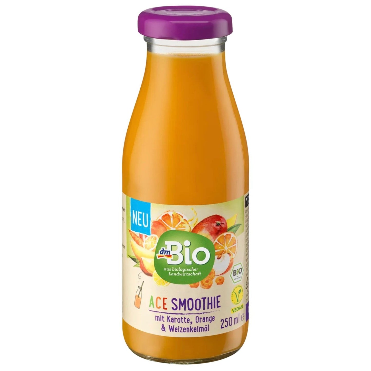 bio organic ace orange in glass bottle