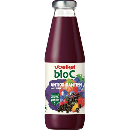 bio organic antioxidant juice in glass bottle