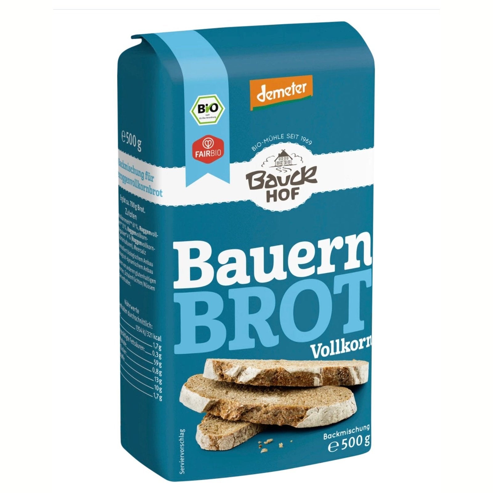bio organic bread baking mix in blue packaging
