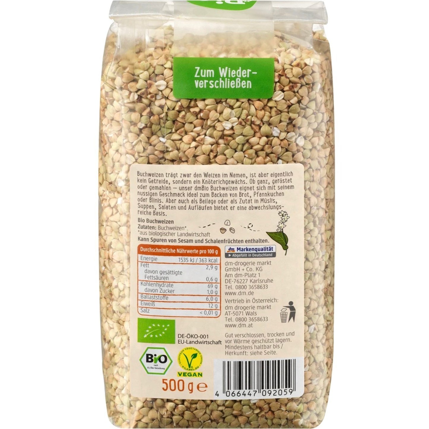 bio organic buckwheat gluten free back packaging