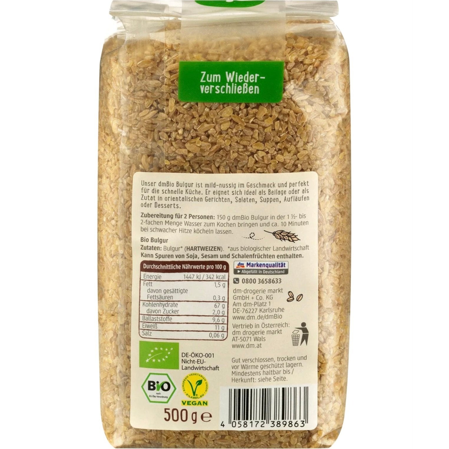 bio organic bulgur back transparent packaging 