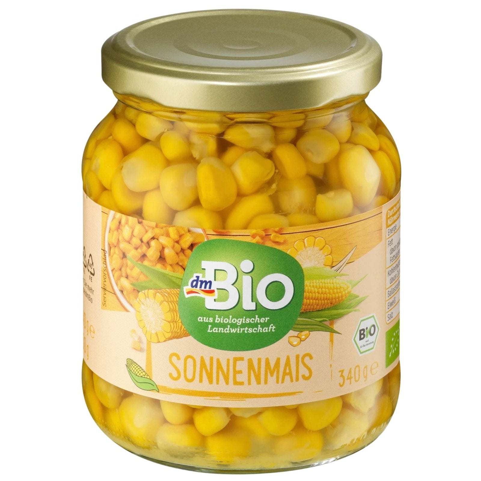 bio organic corn in a glass bottle