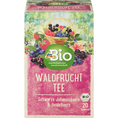 bio organic fruit tea wild berries in pink packaging, 20 tea bags
