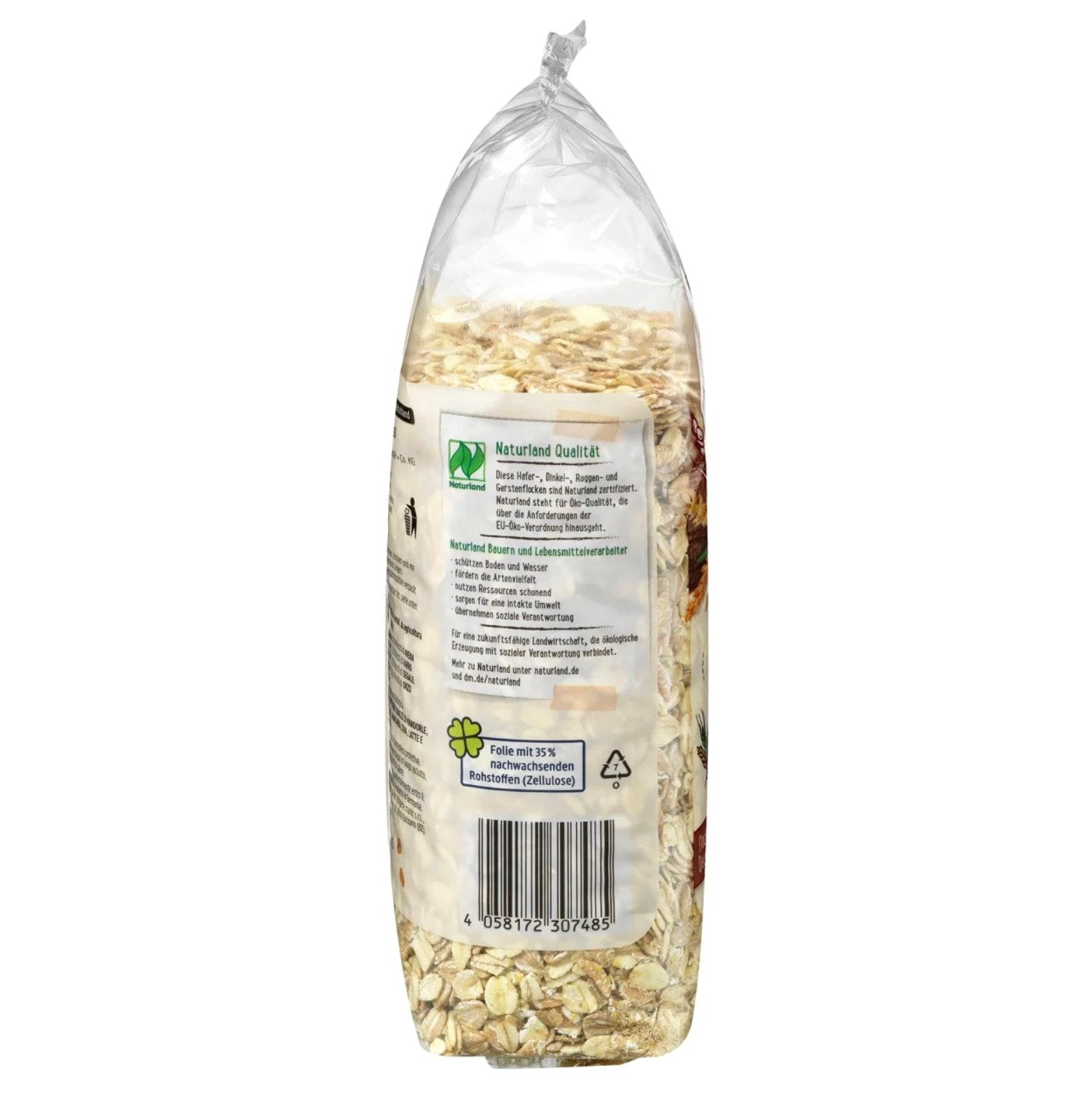 bio organic grain flakes left packaging