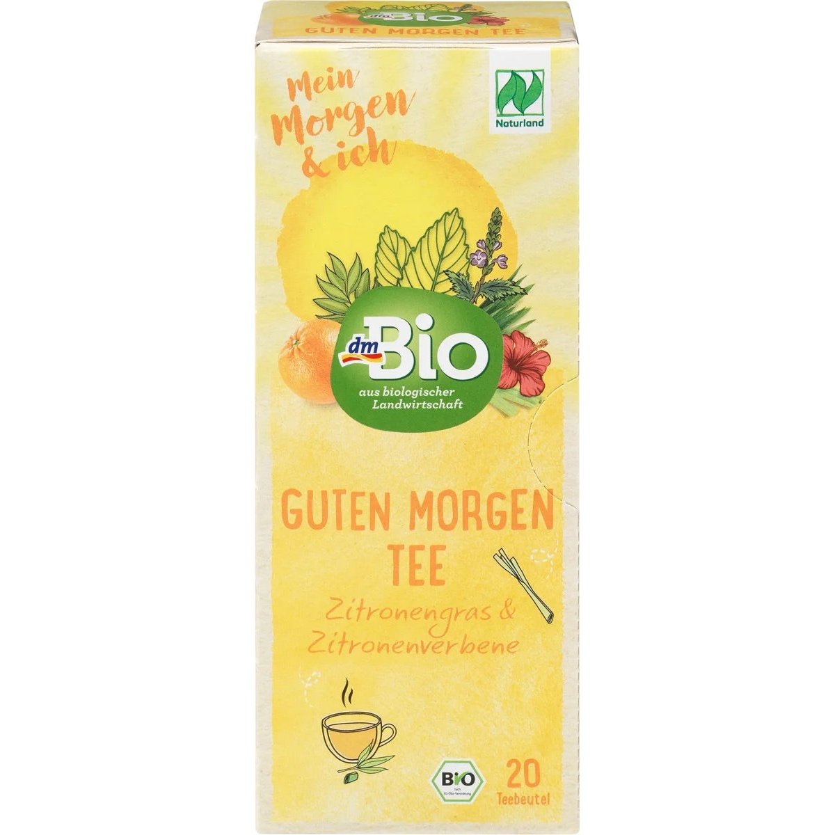 bio organic herbal tea morning in yellow packaging 20 tea bags
