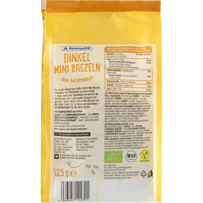 bio organic mini pretzels back packaging