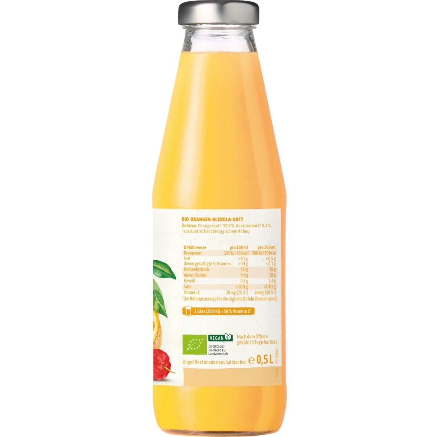 bio organic orange juice right view 0.5L
