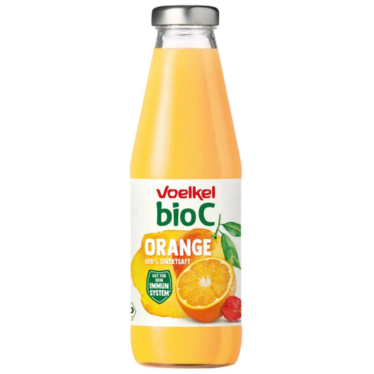 bio organic orange juice glass bottle