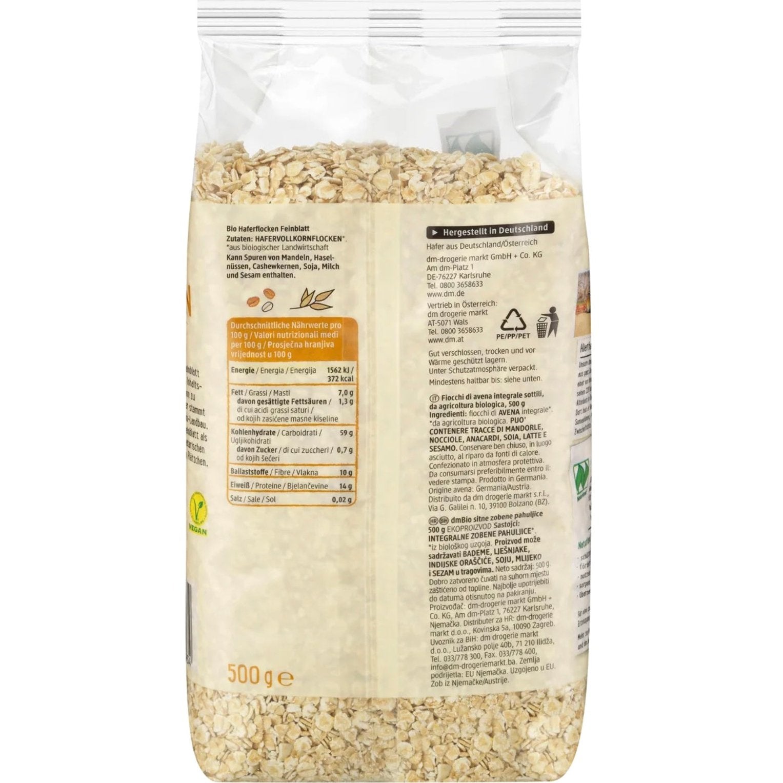 bio organic rolled oats back description