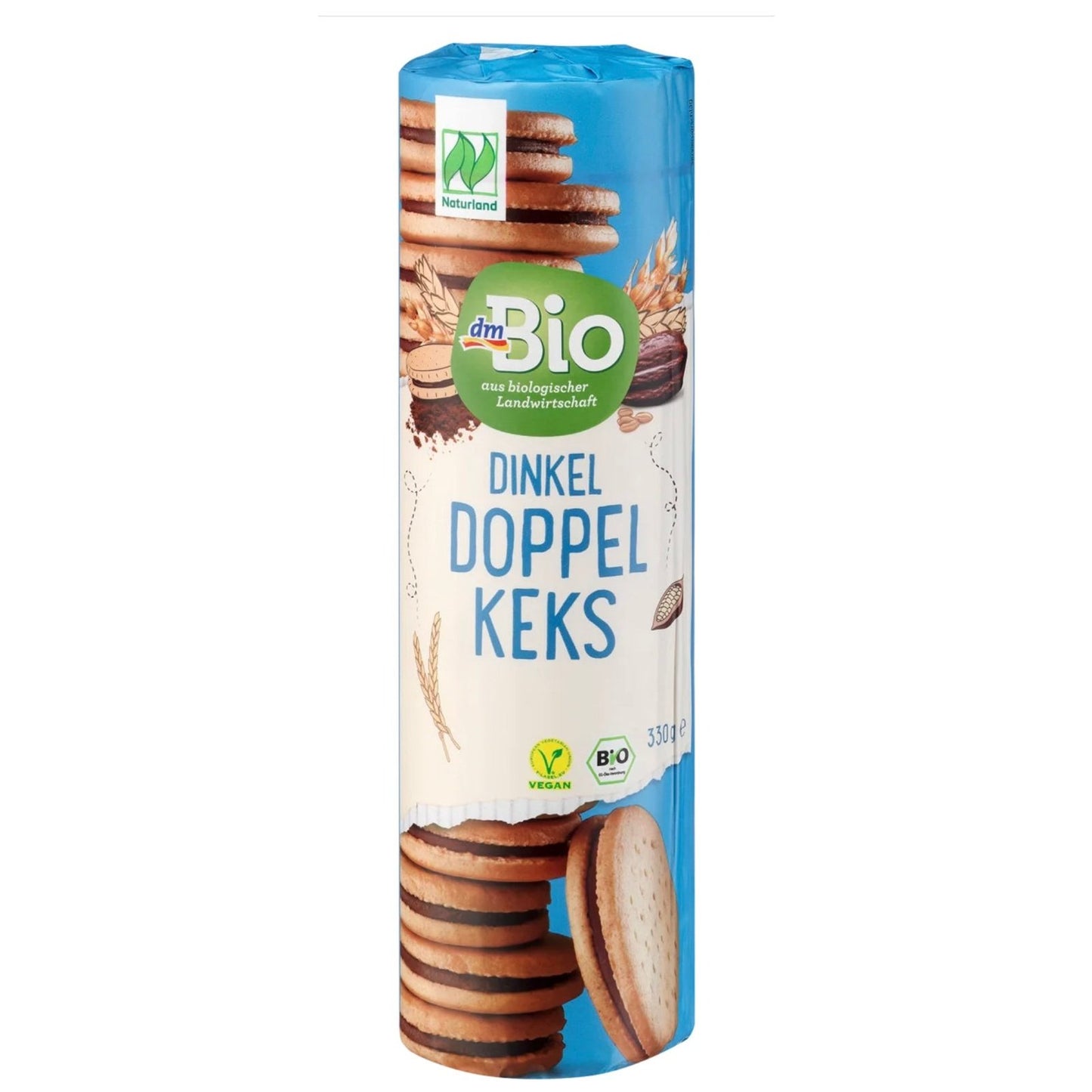 bio organic spelt biscuits cocoa in blue packaging 