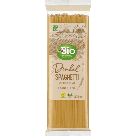 bio organic spelt spaghetti front packaging 500g