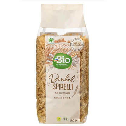 bio organic spelt spirelli front packaging 500g