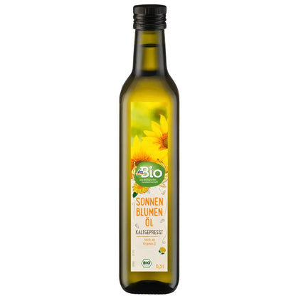 bio organic sunflower oil front bottle 