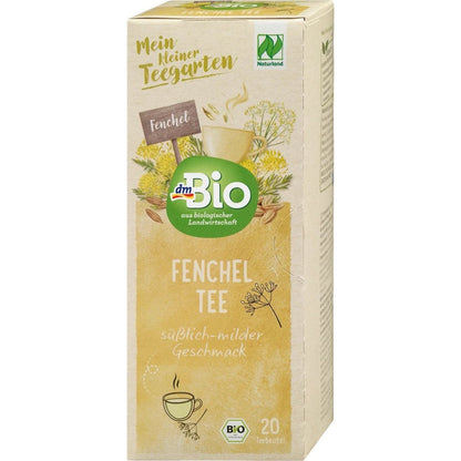bio organic tea fennel yellow packaging 20 tea bags