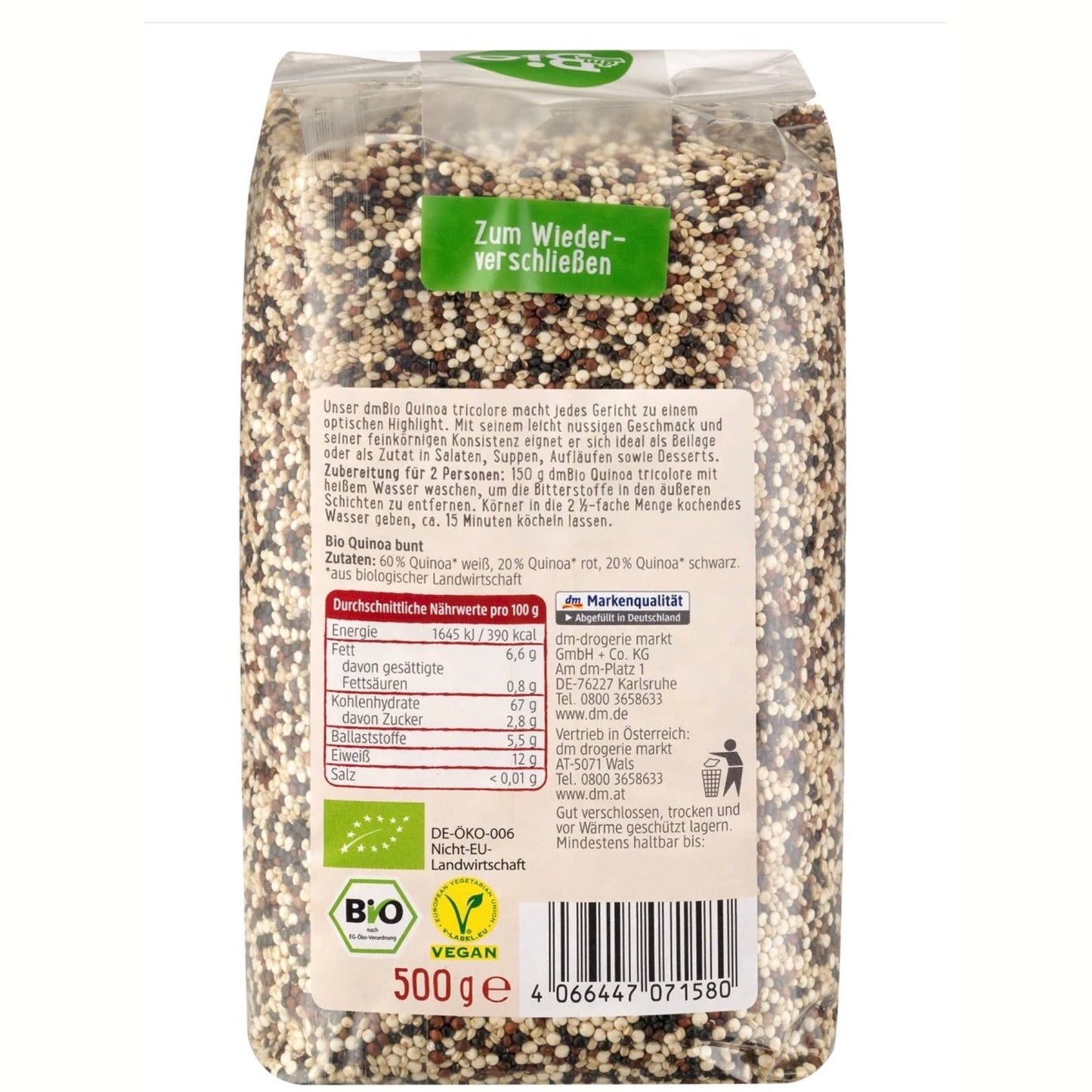 bio organic tricolor quinoa back packaging
