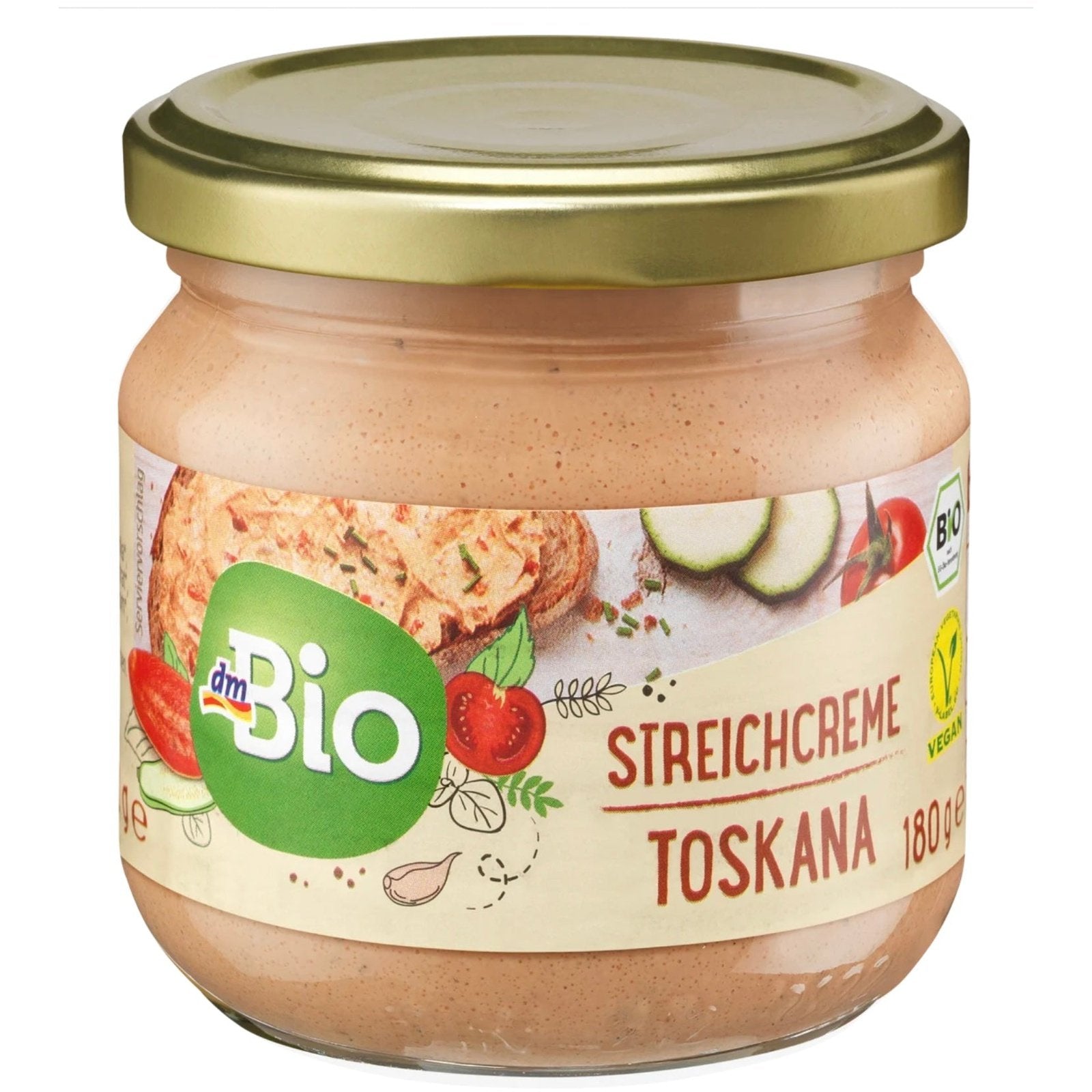 bio organic vegan spread tuscany in a glass jar 180g