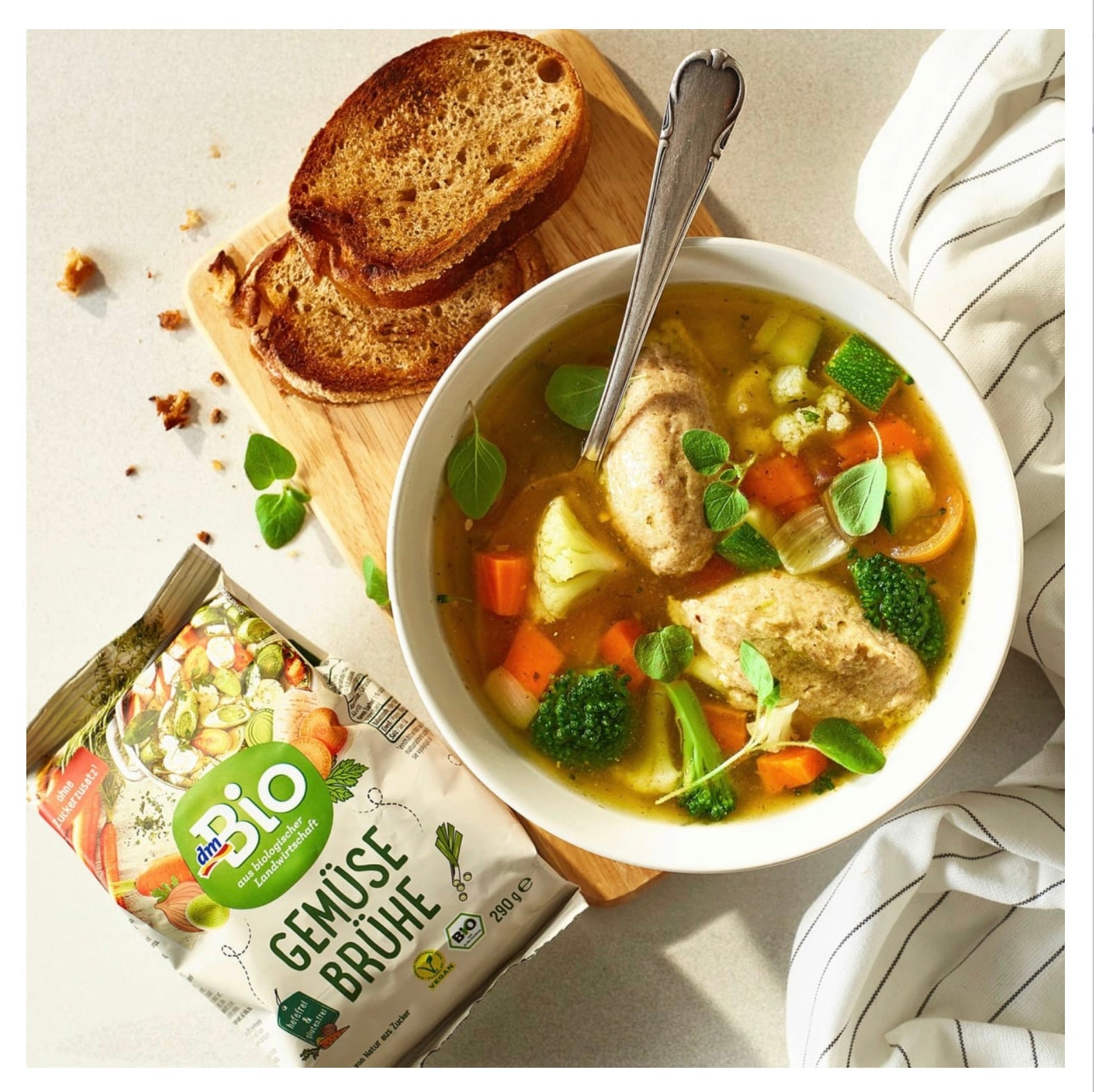 bio organic vegetable broth in bowl