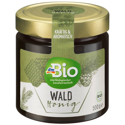 bio organic wild forest honey in glass jar 500g