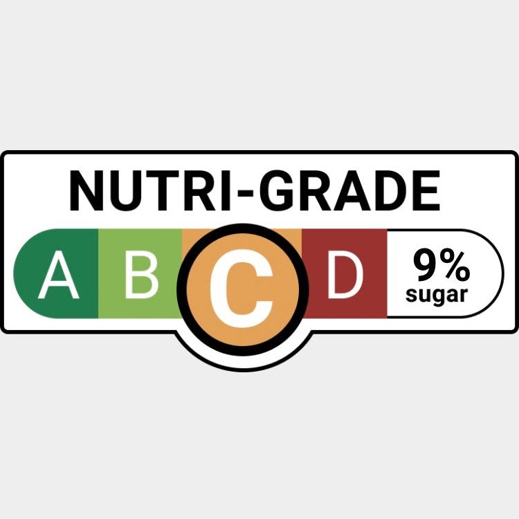 nutri label grade C with 9 percent sugar