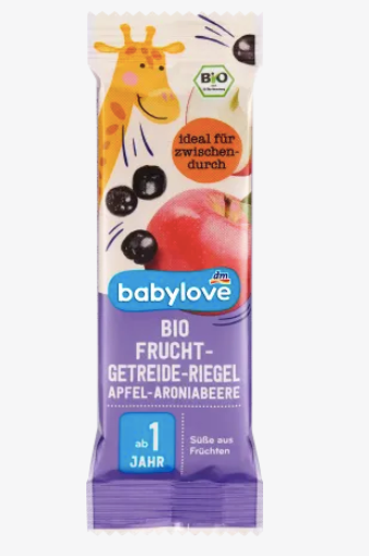 babylove Organic Fruit And Cereal Bar Apple Aronia Berries From 1 Year, 25 g