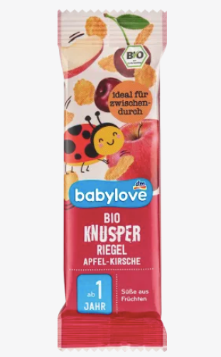 babylove Organic Apple-Cherry Crunchy Bar From 1 Year, 25 g