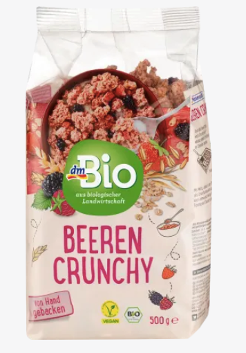 dmBio Organic Granola, Crunchy Berries, 500 g