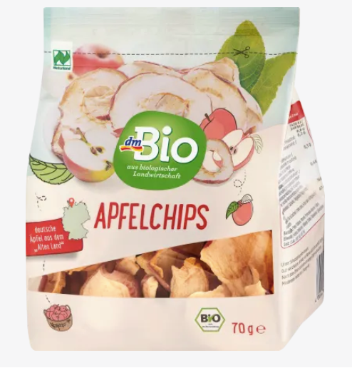 dmBio Organic Dried Apple Chips, 70 g