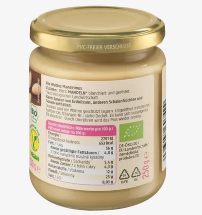 dmBio Organic Almond Butter, White, 250 g