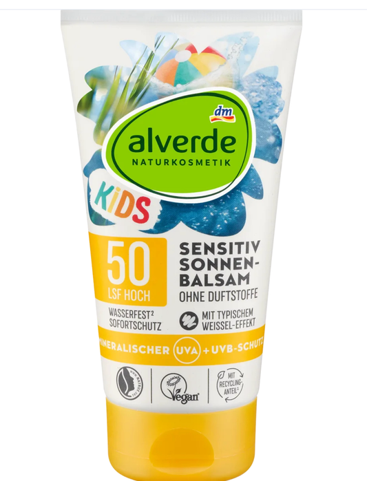 alverde NATURAL COSMETICS sun milk kids sensitive, SPF 50, 150 ml