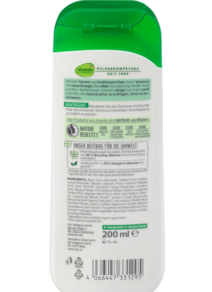 alverde NATURAL COSMETICS Shampoo volume organic kiwi & apple mint, 200 ml