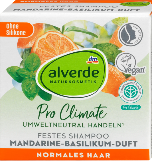 alverde NATURAL COSMETICS Mandarin-basil solid shampoo, 60 g