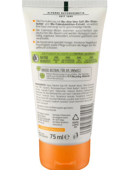 alverde NATURAL COSMETICS hand & nail cream organic calendula & aloe vera, 75 ml