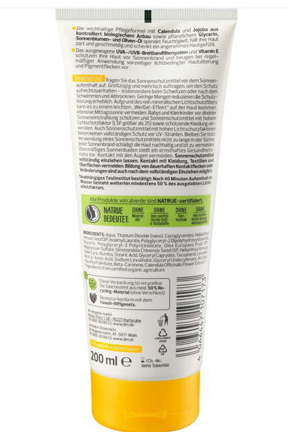 alverde NATURAL COSMETICS sun milk sensitive, SPF 30, 200 ml