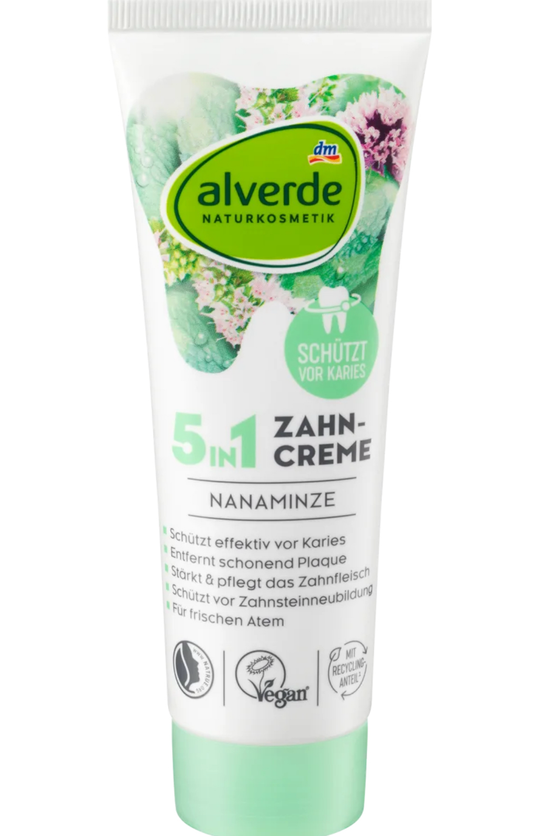 alverde NATURAL COSMETICS toothpaste 5in1 nana mint, 75 ml