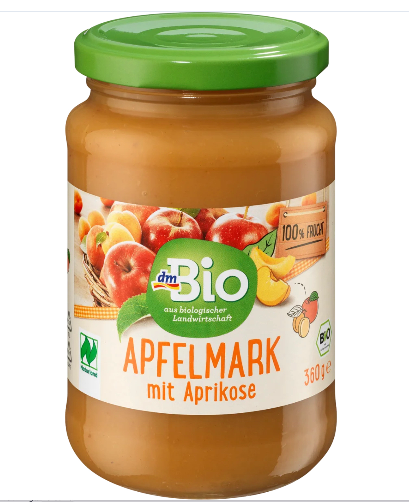 dmBIo Organic Fruit Puree Apple With Apricot 360 g front