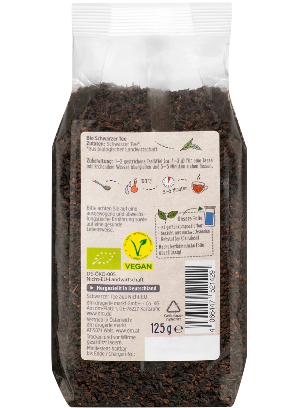 dmBio Organic Black Tea Loose 125 g back