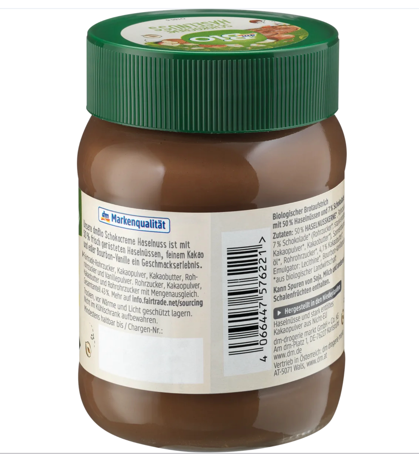 dmBio Organic Chocolate Hazelnut Spread Without Palm Oil, 400 g Lft