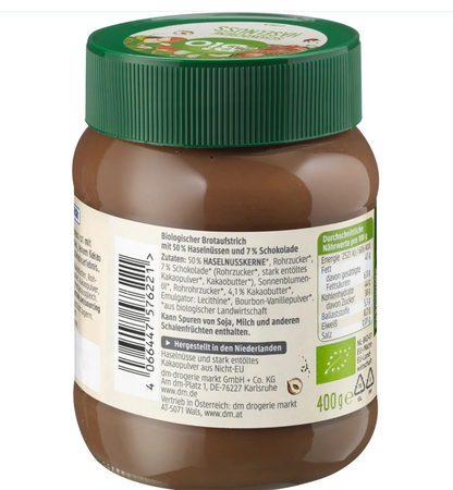 dmBio Organic Chocolate Hazelnut Spread Without Palm Oil 400 g Right