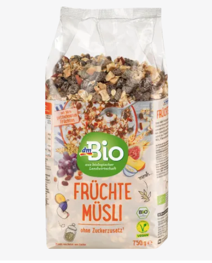 dmBio Organic Fruit Muesli, 750 g