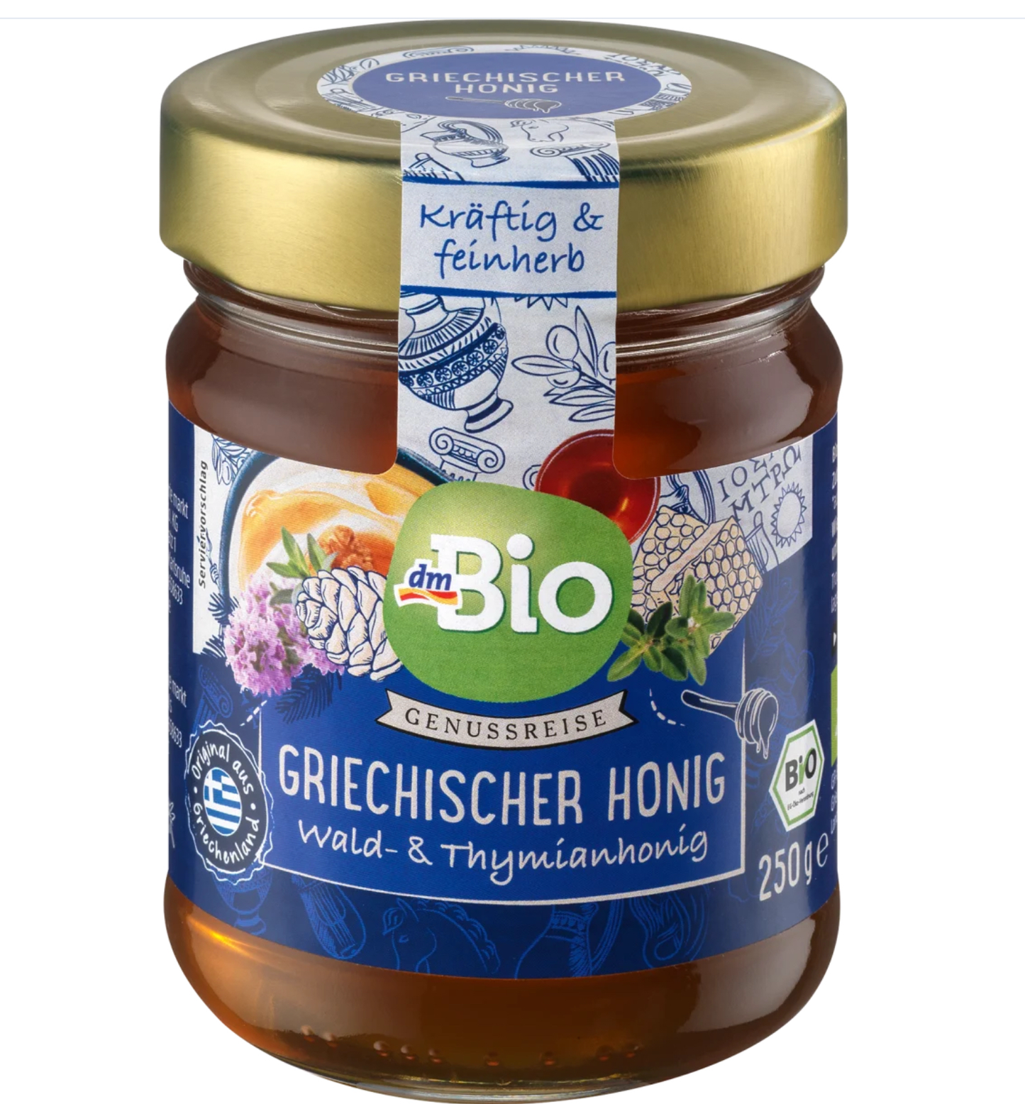 dmBIo Organic Greek Honey, 250 g Front