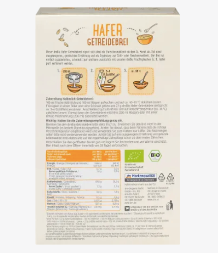 dmBio Organic Oats Porridge, from the 5th month, 250 g back