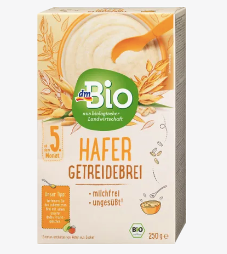 dmBio Organic Oats Porridge, from the 5th month, 250 g front
