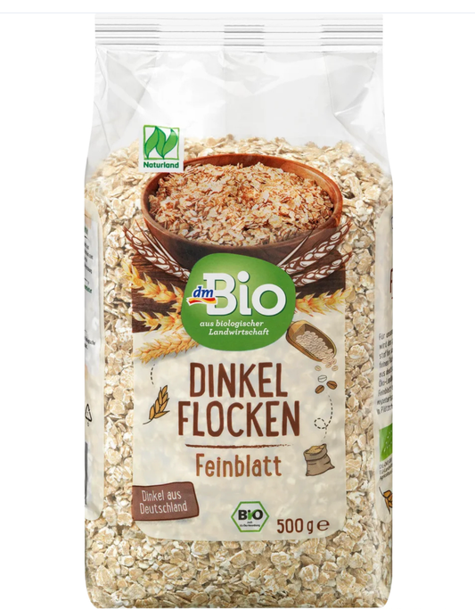 dmBIo Organic Spelt Flakes Fine 500 g front