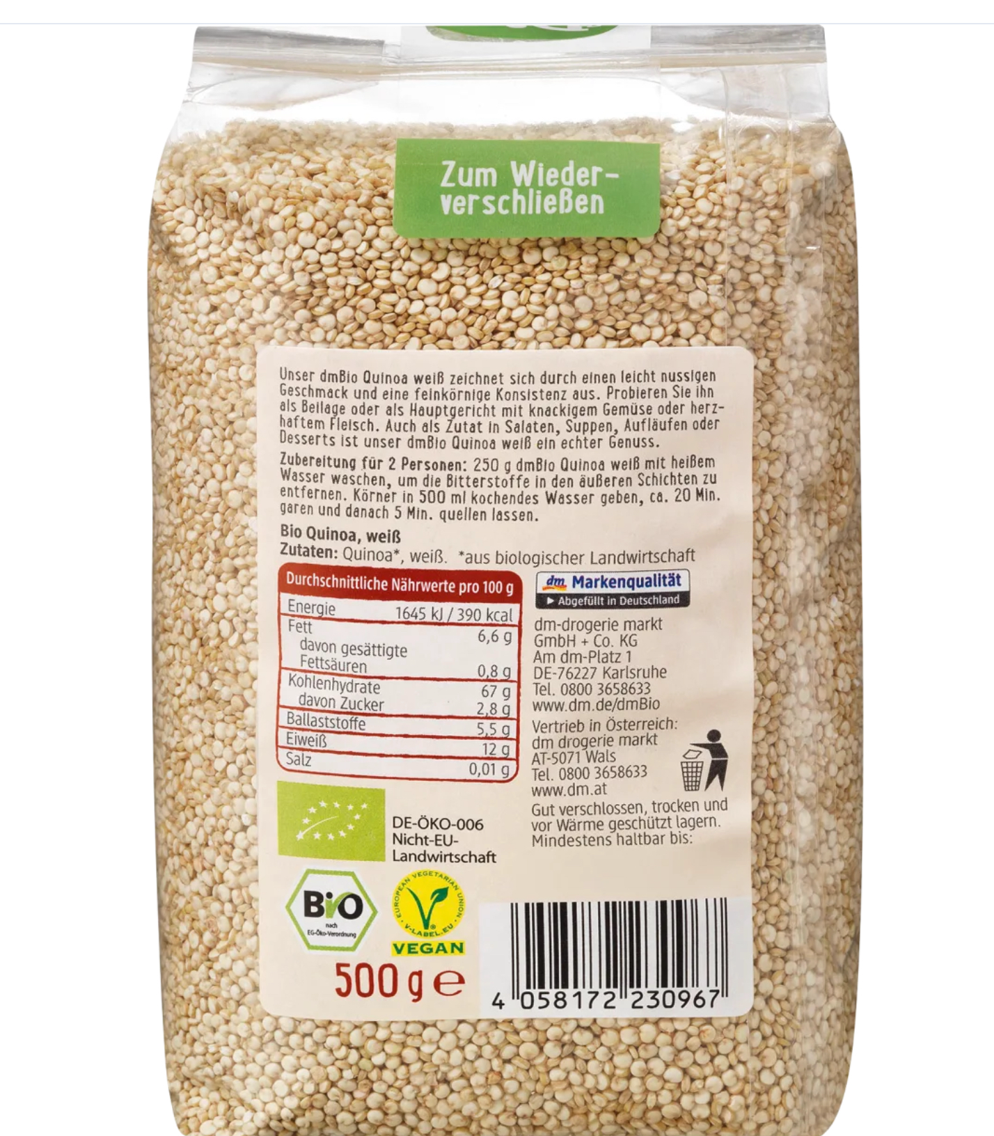 dmBio Organic Quinoa, White, 500 g