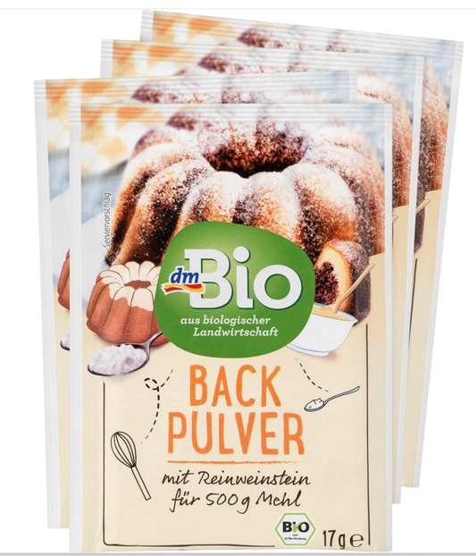 dmBio Organic Baking Powder, phosphate free, (4x17 g), 68 g