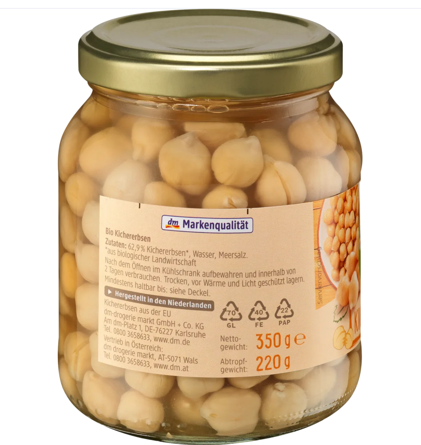 dmBio Organic Chickpeas, 350 g