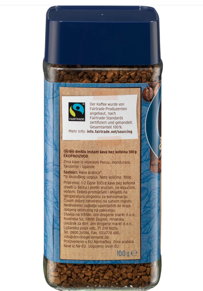dmBio Organic Decaffeinated Coffee, Soluble, 100 g