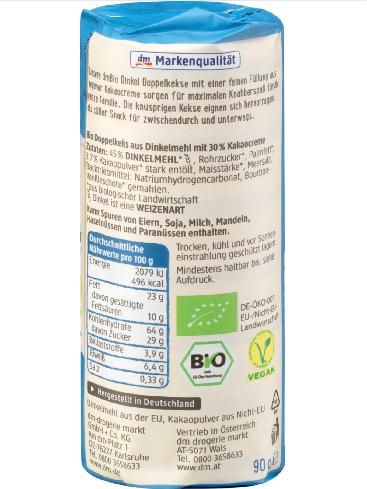 dmBio Double biscuits, spelt, 90 g